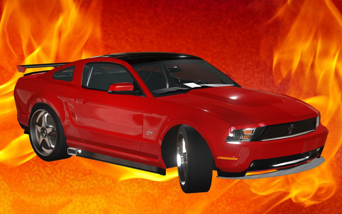 Render 3D de un vehículo Ford Mustang GT